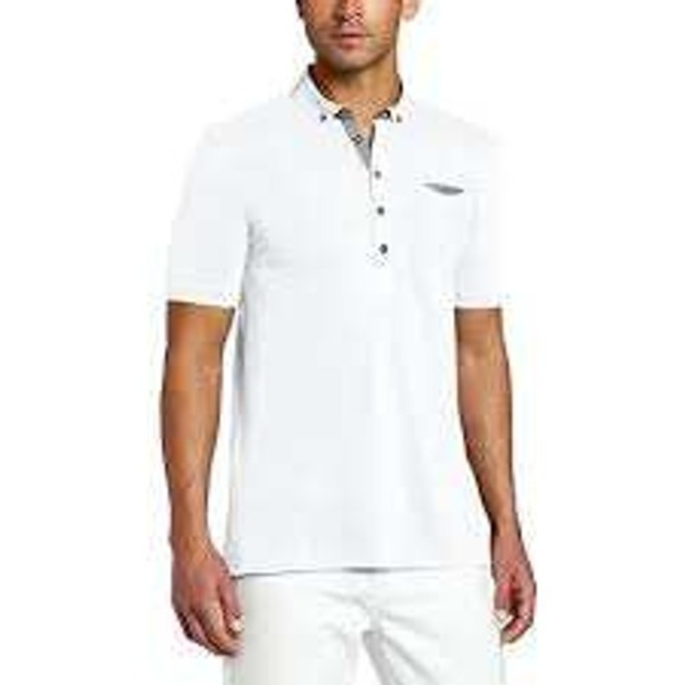 Ted Baker Norskep Polo Shirt Mens Size 6 White Cotton Viscose Short Sleeve